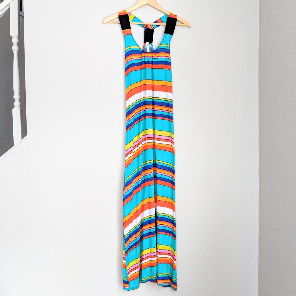 🇨🇦 Trendyland Striped Rayon Maxi Sun Dress Made in Canada
